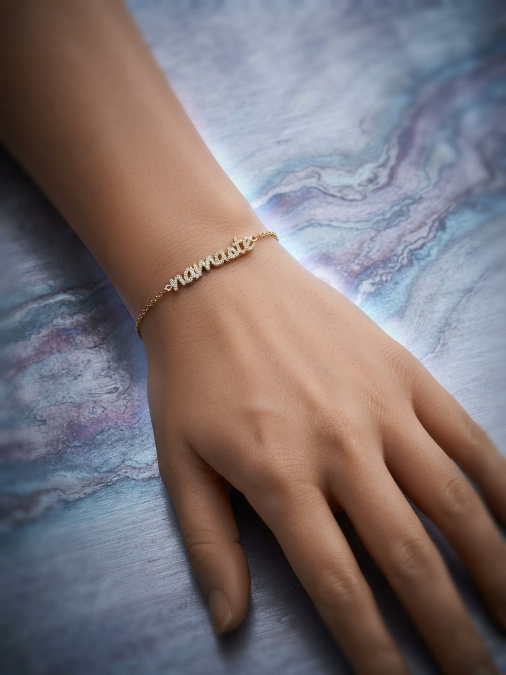 18k Gold Dipped Namaste Script 6.5in Baclet
